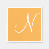 White Large Elegant Monogram | Pastel Orange