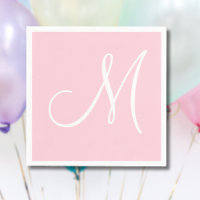 White Large Elegant Monogram | Pastel Pink