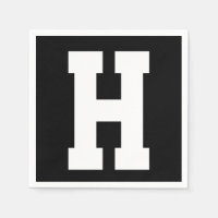 White Large Modern Initial | Black