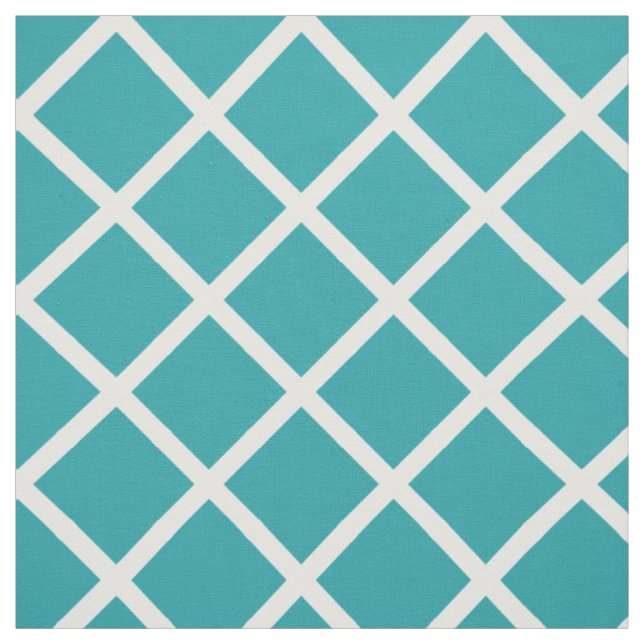 White Lattice on Pure Turquoise Fabric (Swatch)