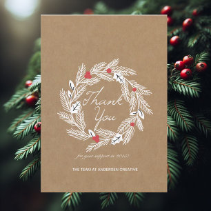 White Laurel Wreath on Kraft Paper Corporate Card