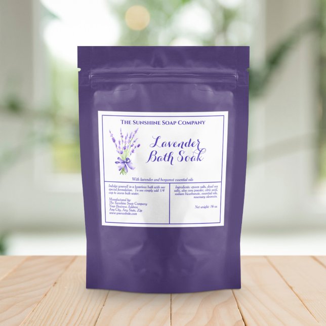 White Lavender Waterproof Bath Soak Pouch Label (Creator Uploaded)