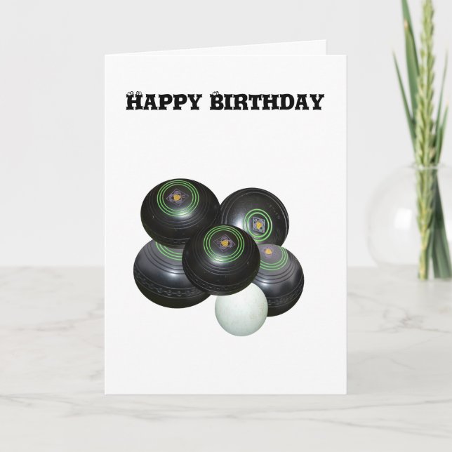 White Lawn Bowls, Happy Birthday Card (Front)