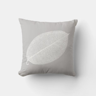 White Leaf Grid Illustration Throw Pillow