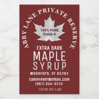 White Leaf Pure Maple Syrup Circular Logo 2" x 3" 