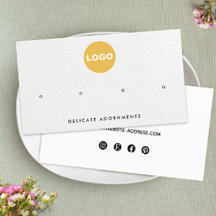 White Leather Add Logo 4 Hole Stud Earring Display Business Card