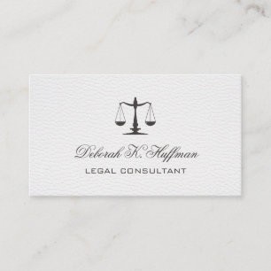 White leather feminine Legal Justice Scale Business Card