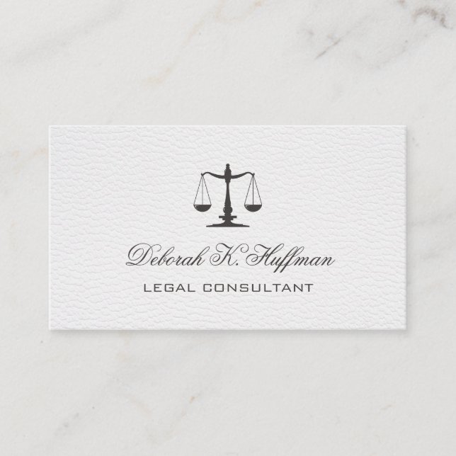 White leather feminine Legal Justice Scale Business Card (Front)
