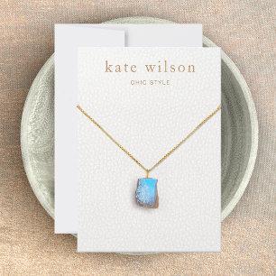 White Leather (image) Necklace Display Card