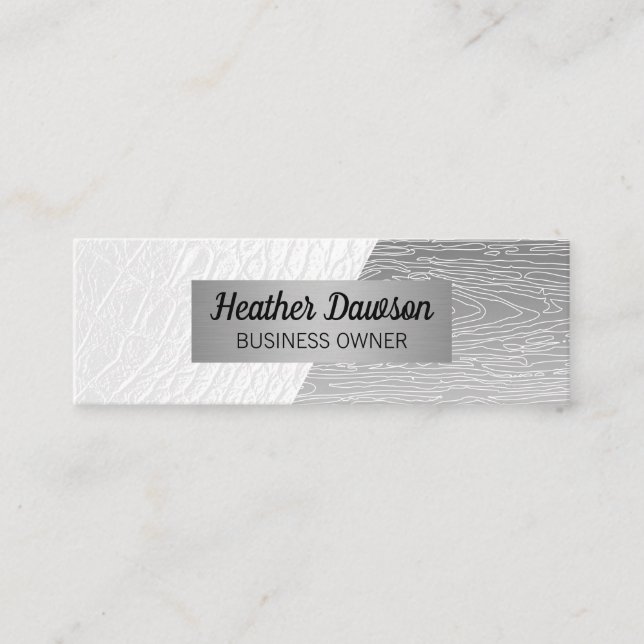 White Leather | Natural Lines | Colour Block Mini Business Card (Front)
