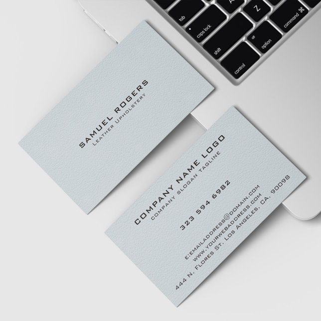 White Leather Texture Custom Text Business Card (Creator Uploaded)