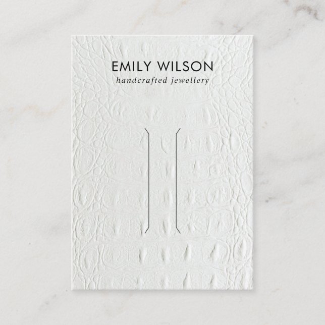 WHITE LEATHER TEXTURE HAIR CLIP DISPLAY CARD (Front)