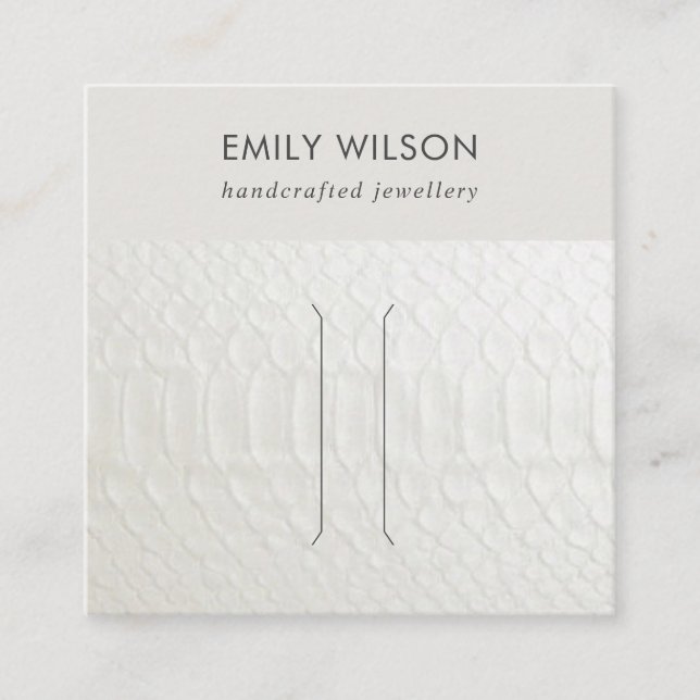 WHITE LEATHER TEXTURE HAIR CLIP DISPLAY CARD (Front)