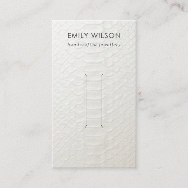 WHITE LEATHER TEXTURE HAIR CLIP DISPLAY CARD (Front)