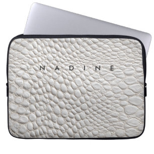 White leather  texture laptop sleeve