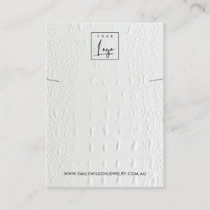 WHITE LEATHER TEXTURE NECKLACE BRACELET DISPLAY BUSINESS CARD