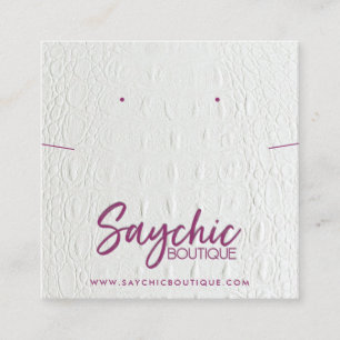 WHITE LEATHER TEXTURE NECKLACE ERING DISPLAY SQUARE BUSINESS CARD