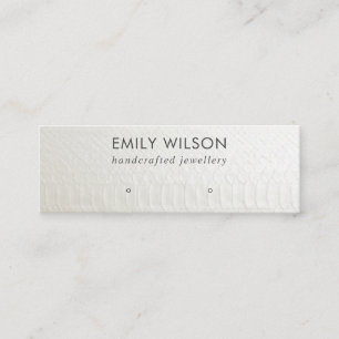 WHITE LEATHER TEXTURE STUD EARRING DISPLAY CARD