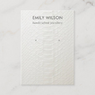 WHITE LEATHER TEXTURE STUD EARRING DISPLAY CARD