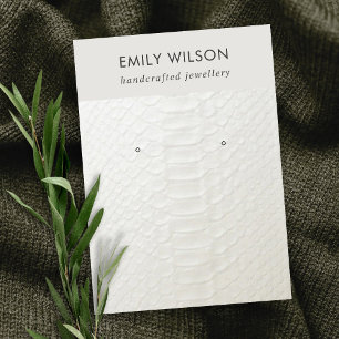WHITE LEATHER TEXTURE STUD EARRING DISPLAY CARD