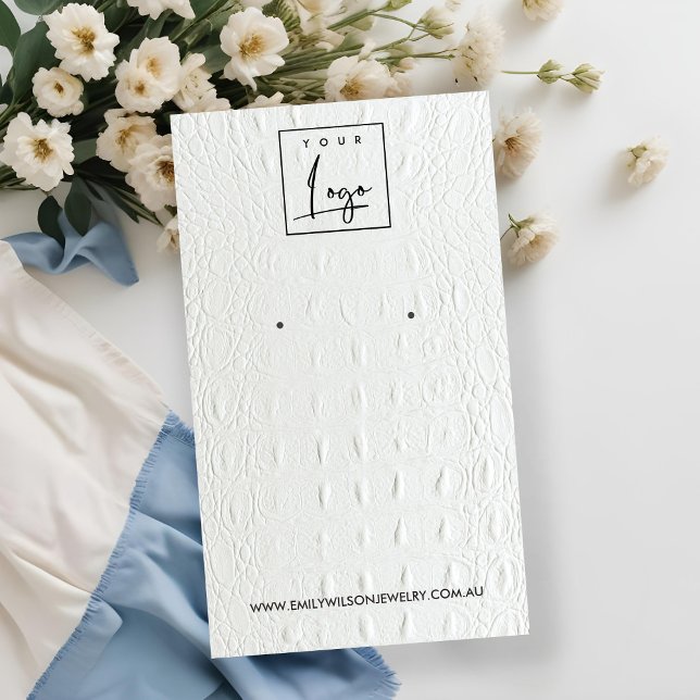 WHITE LEATHER TEXTURE STUD EARRING DISPLAY CARD (Creator Uploaded)