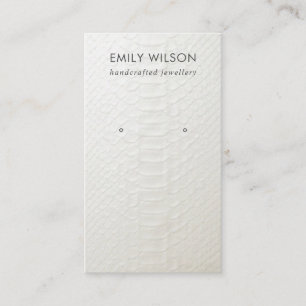 WHITE LEATHER TEXTURE STUD EARRING DISPLAY CARD