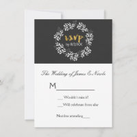 White Leaves Botanical Wreath Rustic Wedding RSVP