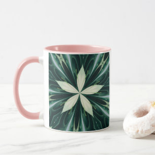 White Leaves In A Green Forest Kaleidoscope Mug