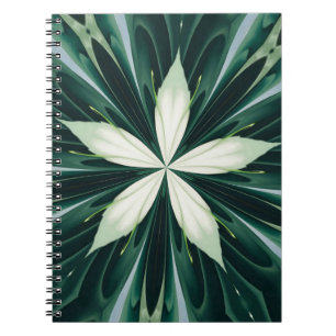 White Leaves In A Green Forest Kaleidoscope Notebook