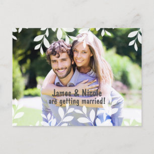 White Leaves Modern Botanical Photo Postcard