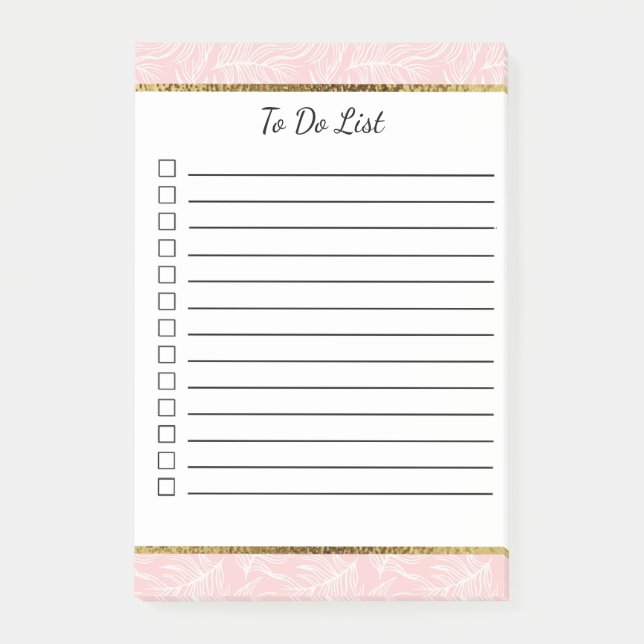 White Leaves on Pink To Do List Post-it Notes (Front)