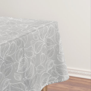 White Leaves on Silver Grey Tablecloth
