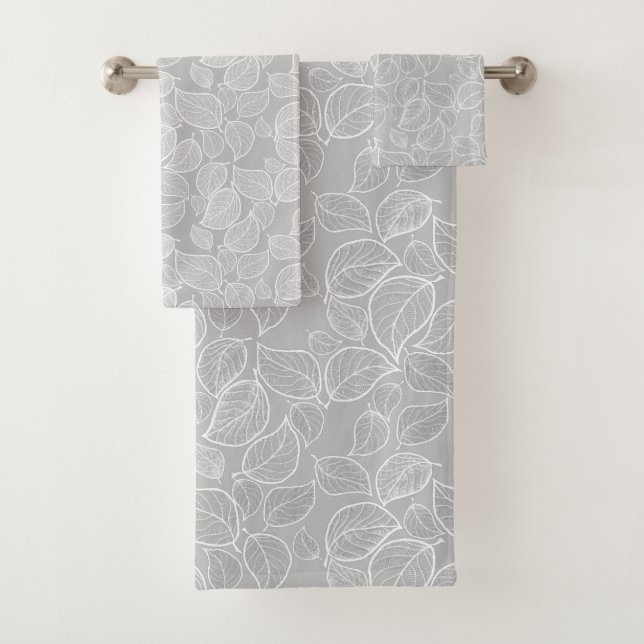 White Leaves on Silver Grey Towel (Insitu)