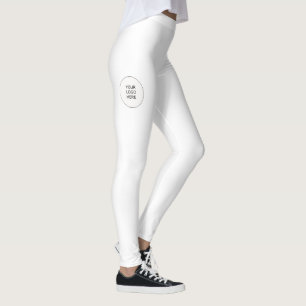White Leggings Add Your Name Text Logo Modern