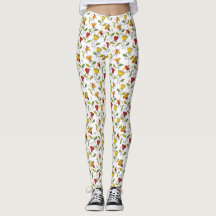 White leggings with a colorful floral pattern 