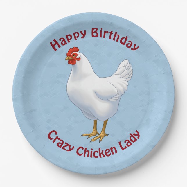 White Leghorn Chicken Hen Paper Plate (Front)