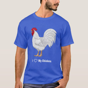 White Leghorn Chicken Rooster Crowing T-Shirt