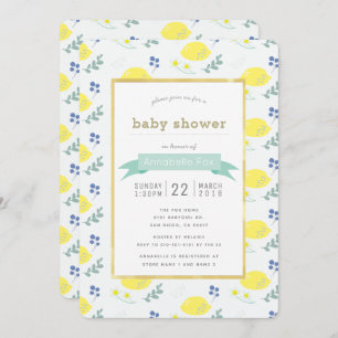 White Lemon Floral Pattern Baby Shower Invitation