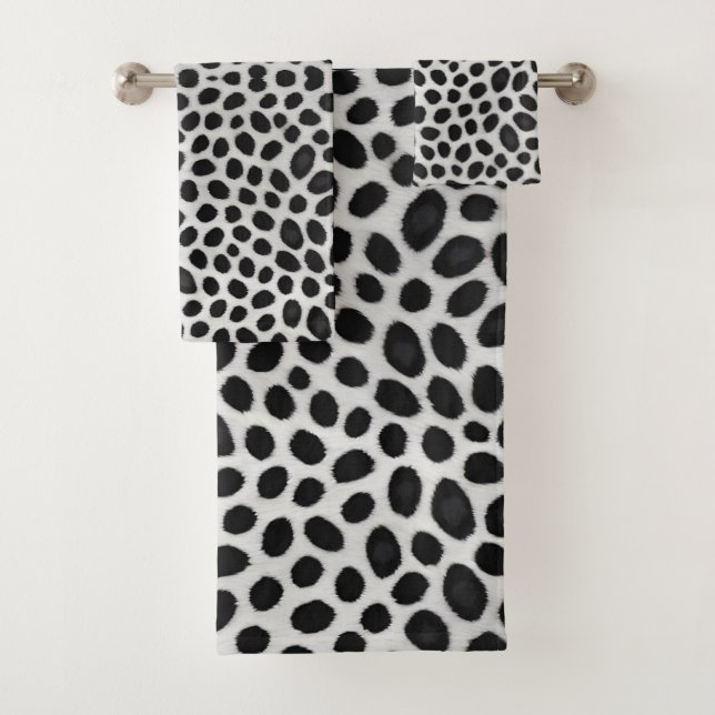 White Leopard Elegant Modern Luxury Collection Bath Towel Set (Insitu)