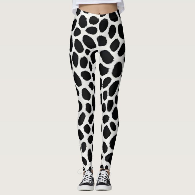 White Leopard Elegant Trendy Luxury Collection Leggings (Front)