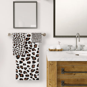 White Leopard Print  Bath Towel Set