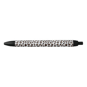 White Leopard Print  Black Ink Pen