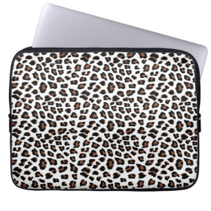 White Leopard Print Laptop Sleeve