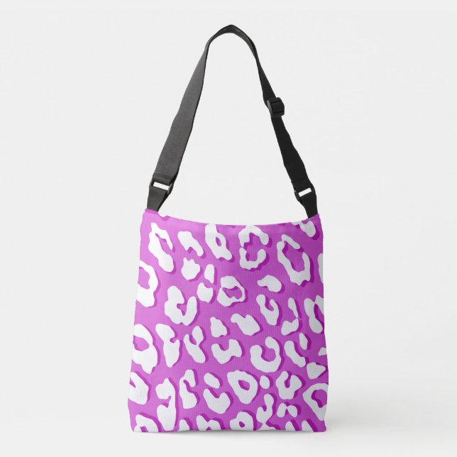 White Leopard Print Lavender  Crossbody Bag (Front)