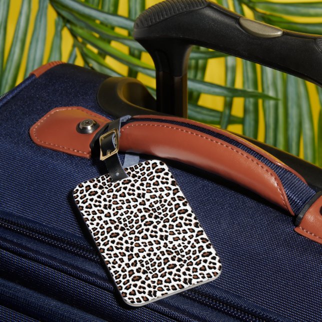 White Leopard Print  Luggage Tag (Front Insitu 1)