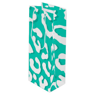 White Leopard Print Mint Wine Gift Bag