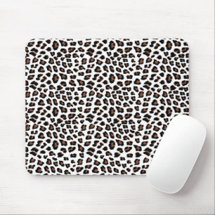 White Leopard Print Mouse Pad