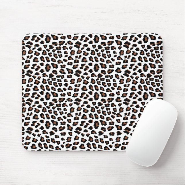 White Leopard Print  Mouse Pad (With Mouse)