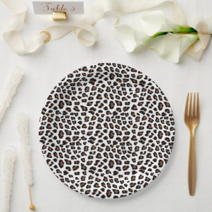 White Leopard Print  Paper Plate