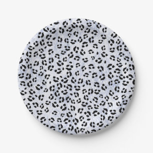 White Leopard Print Paper Plate